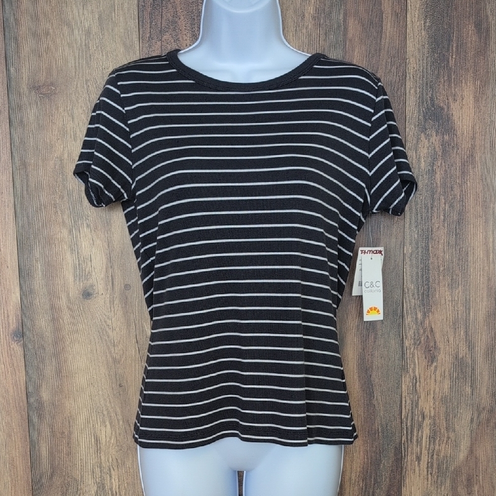 C&C California Navy/White Fitted Short Sleeve T-Shirt M